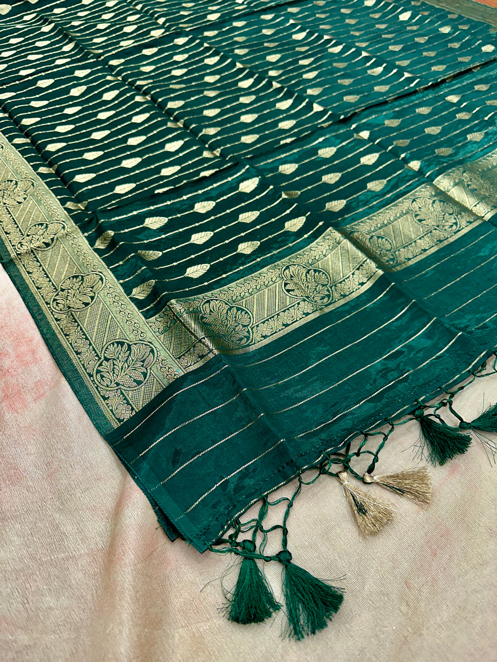 ✨ Banarasi Jacquard Gap Buti HO Silk 3-Piece Unstitched Dress Material MSS21
