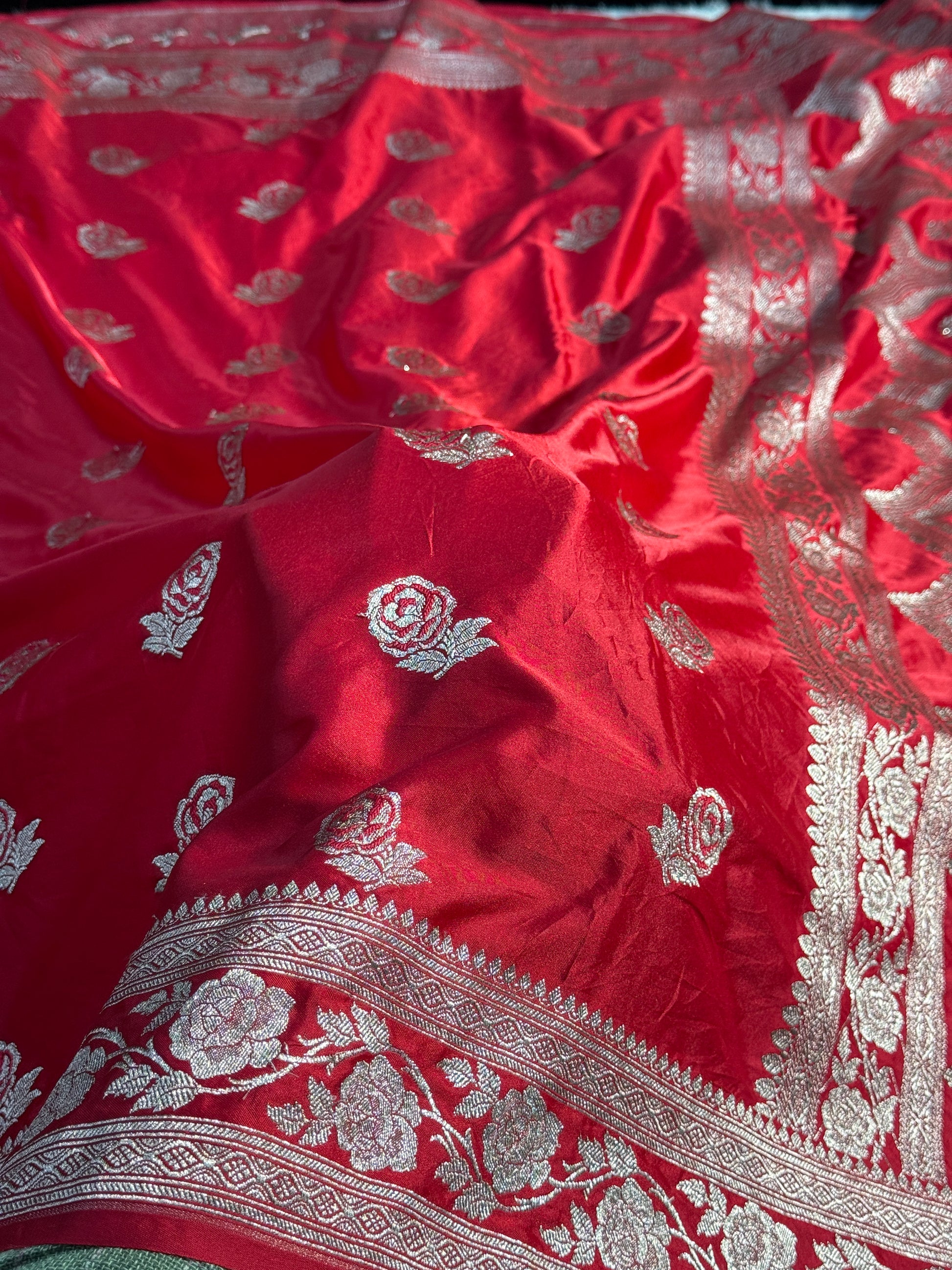 Rose Design Mashru kataan Saree Ms17