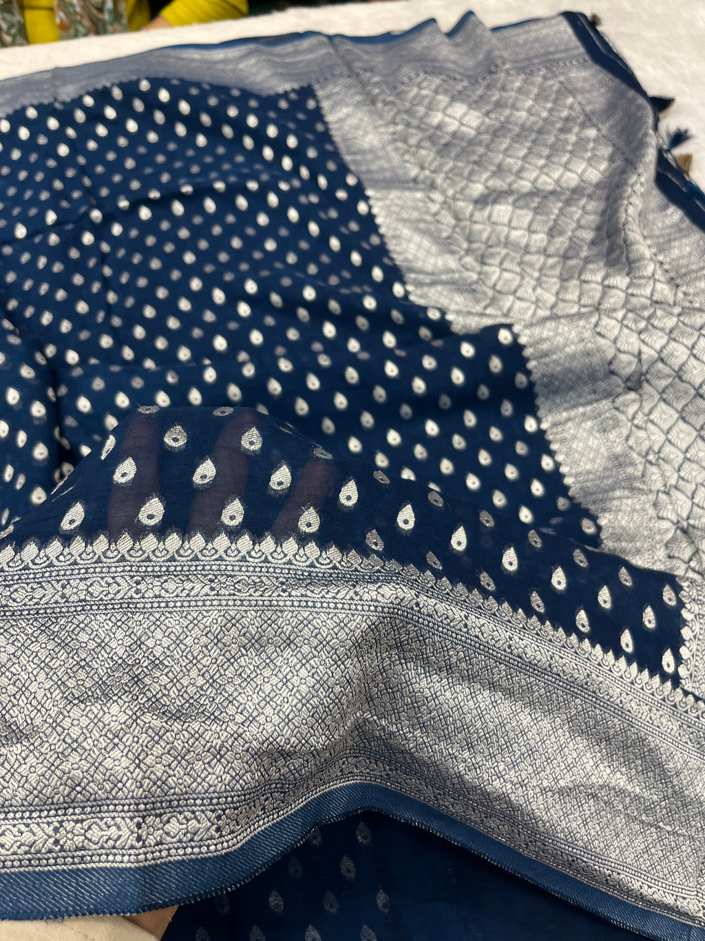 Banarsi Pure Natural Georgette Almond Buti  Design VSG06