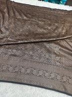 Black Maroon Banarasi Dupion Silk Saree with Embossed Antique Zari Weaving & Rich Antique Zari Pallu | STF104