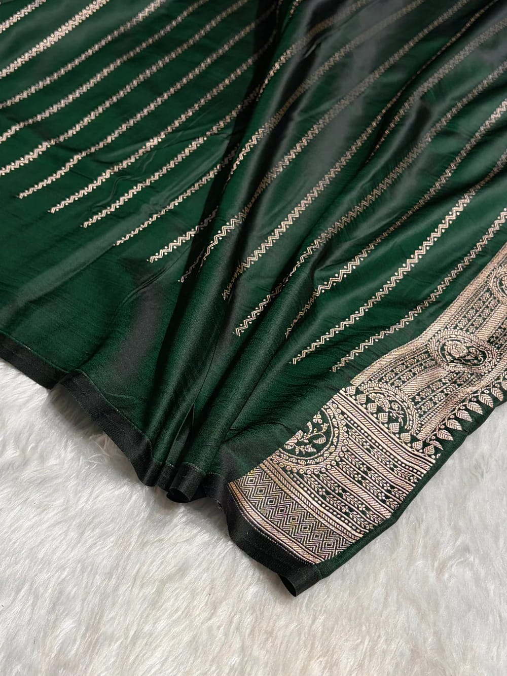 MKS305 Banarasi Mashru Silk Saree with Buta Pattern – Black, Red, Green, Yellow & Orange