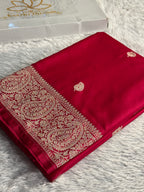 Reddish Pink Mashru Kataan Silk Banarasi Saree with Buta Zari Weaving & Rich Zari Pallu | MKS698
