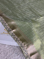 Pista Tissue Silk Saree with Moti Lace & Rich Zari Pallu | TS58