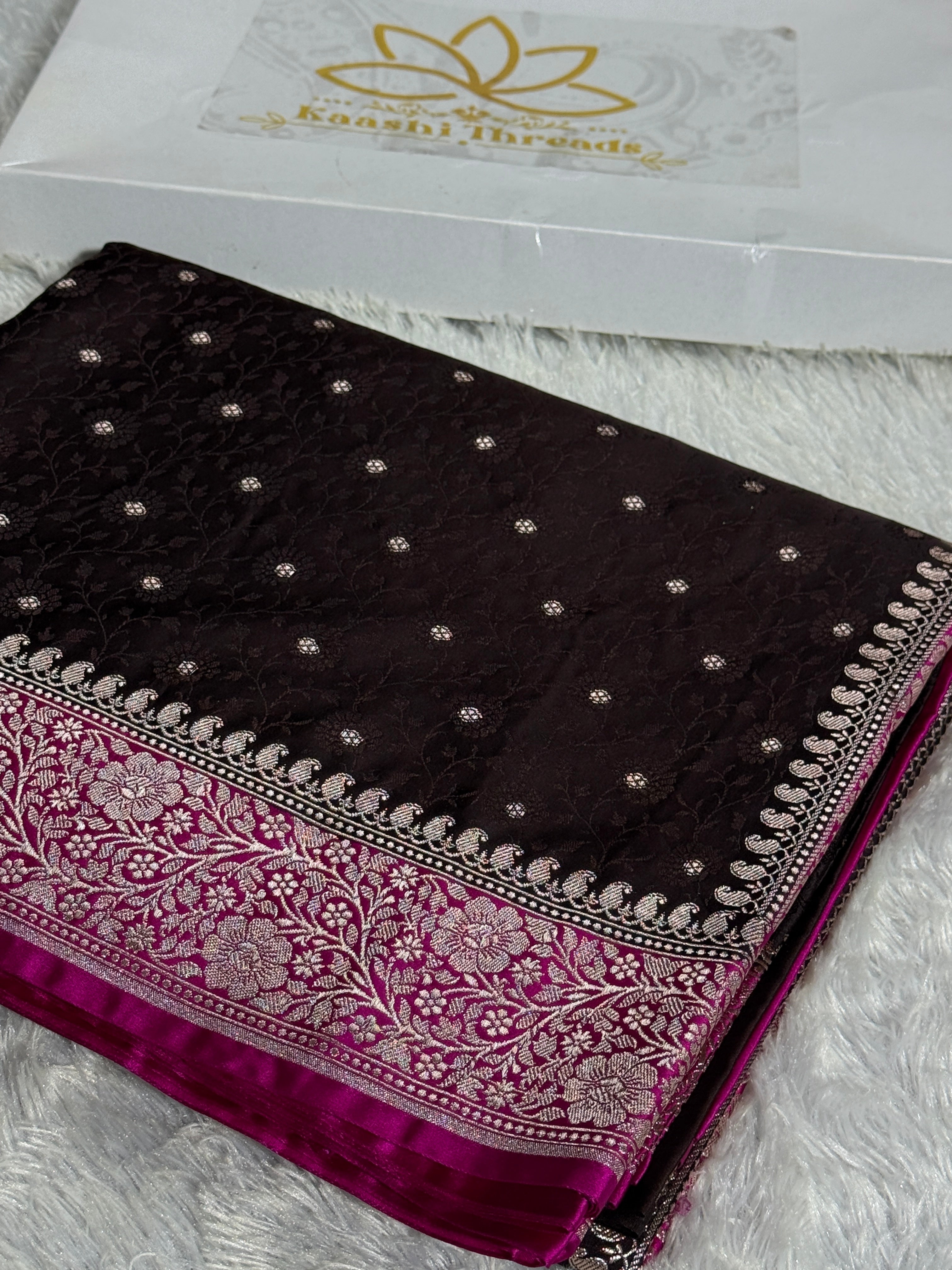 Kaashi Thread – Brown with Rani Contrast Mashru Silk Saree MKS341