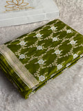 Elegant Pista Green Mashru Kataan Silk Saree with Silver Zari Meenakari Jaal Weaving MKS683
