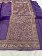 Premium Pure Silk Crepe Saree with Antique Zari Woven Border & Rich Pallu – PS31