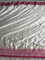 Cream & Rani Banarasi Mashru Kataan Silk Saree | MKS791