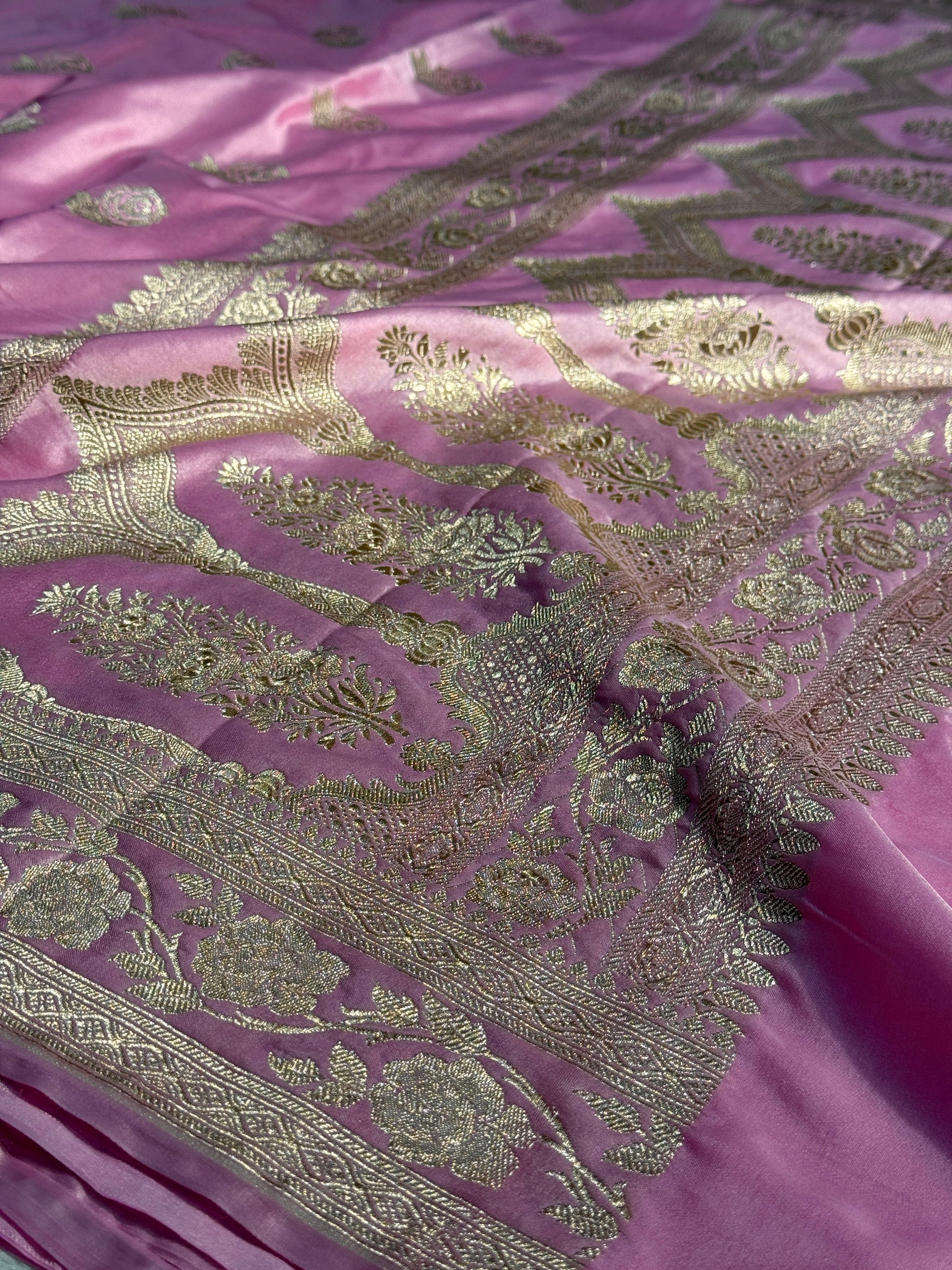 Rose Design Mashru kataan Saree Ms17