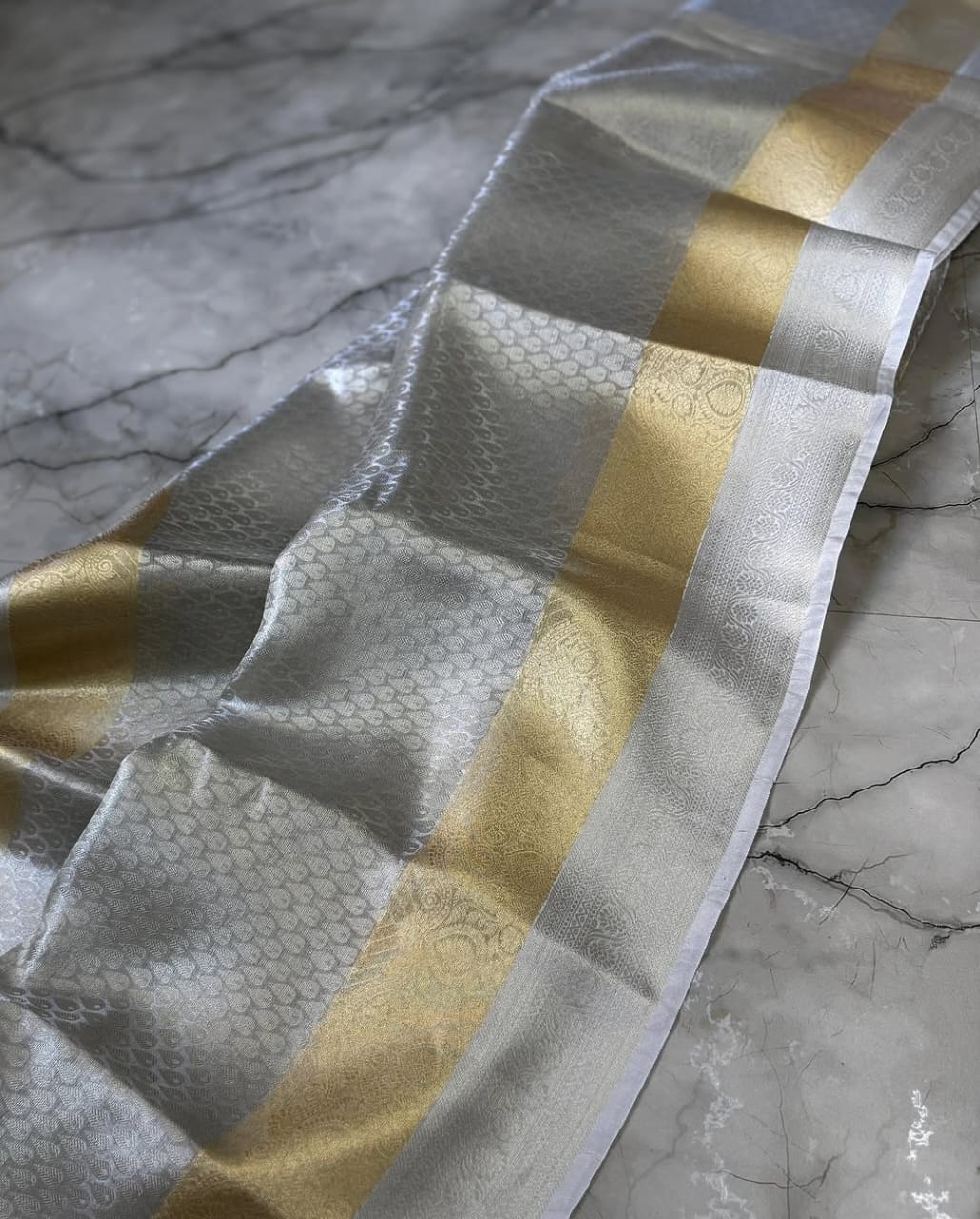 Silver Tissue Silk Saree TS111