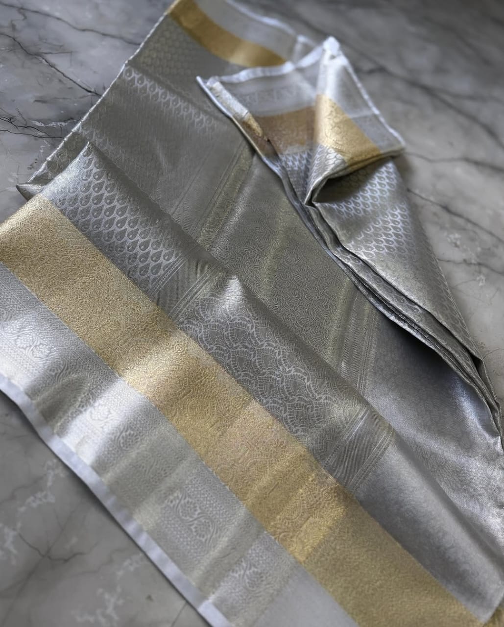 Silver Tissue Silk Saree TS111