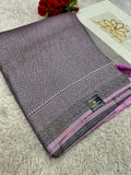 STF55 – Elegant Lavender Dupion Saree with Embossed Square Woven Designs