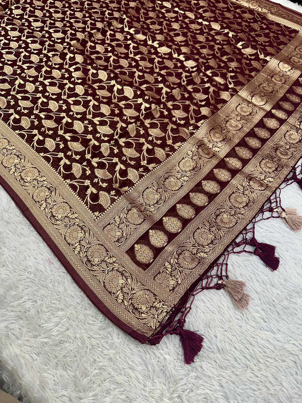 Banarasi Jacquard Zari Georgette Suit Dress – 3 Pc Set MSS21