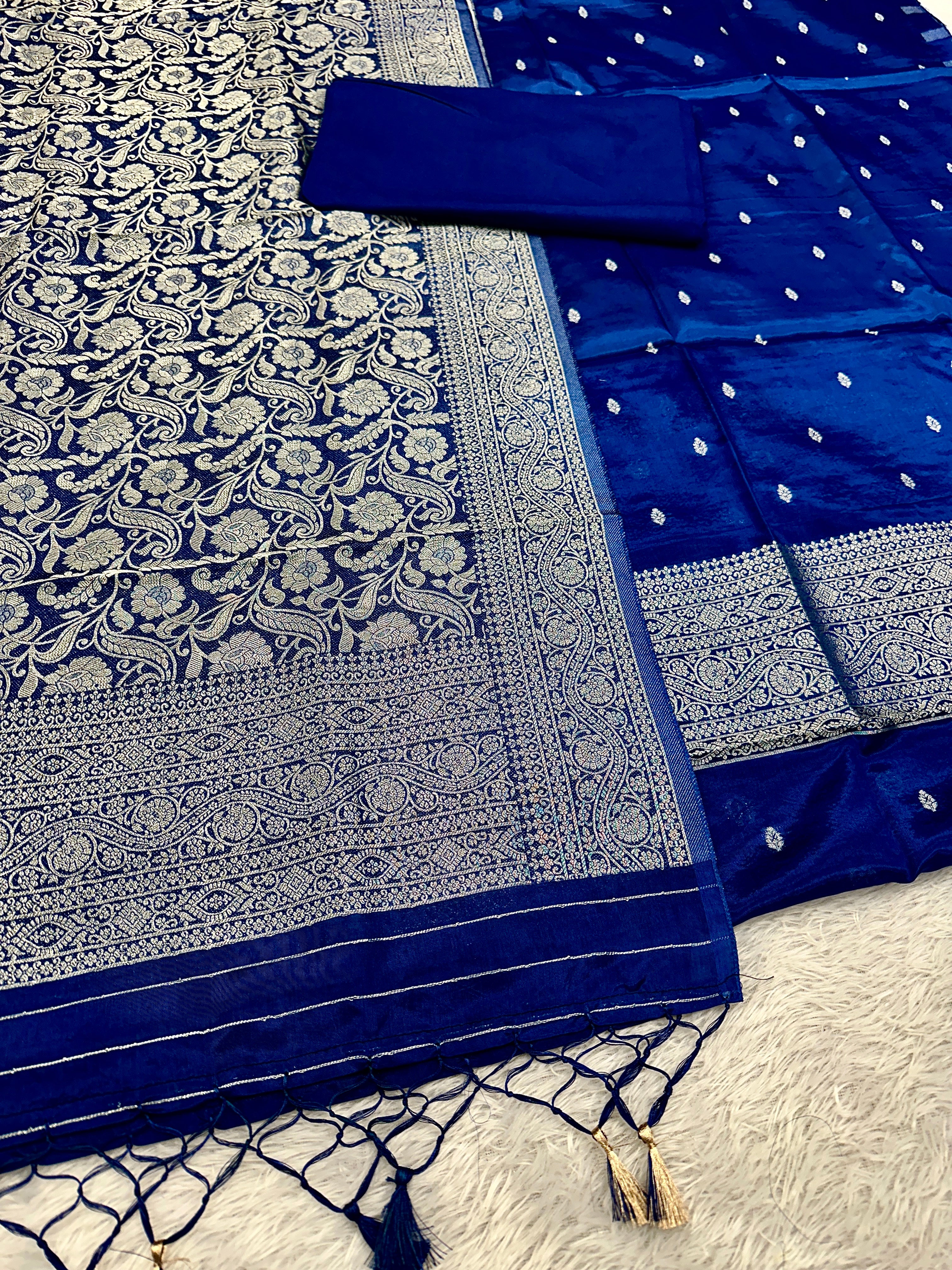 ✨ Banarasi Jacquard Gap Buti HO Silk 3-Piece Unstitched Dress Material MSS14