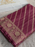 Gajri Pink Dual Shade Mashru Katan Silk Saree with All-Over Swarovski Siroski Work, Woven Pallu & Blouse | Festive & Party Wear Saree | MKS842