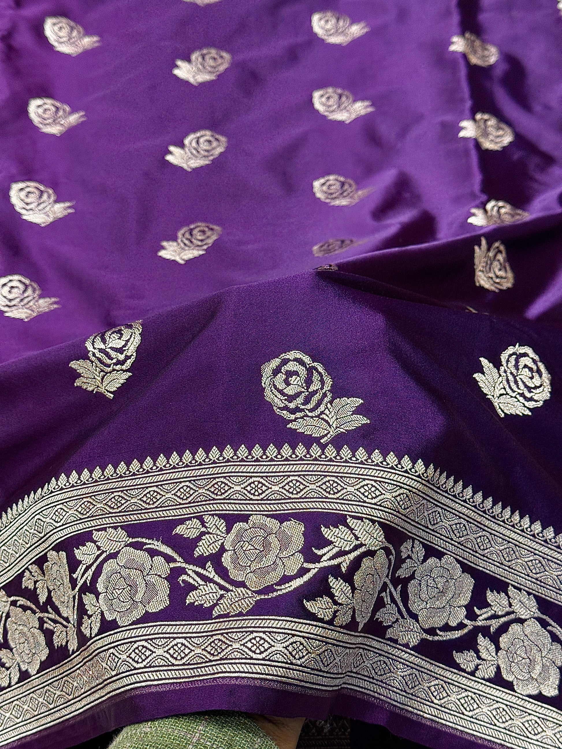 Rose Design Mashru kataan Saree Ms17