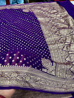 Purple Pure Natural Silk Khaddi Georgette Saree with Neem Zari Buti | PSG11