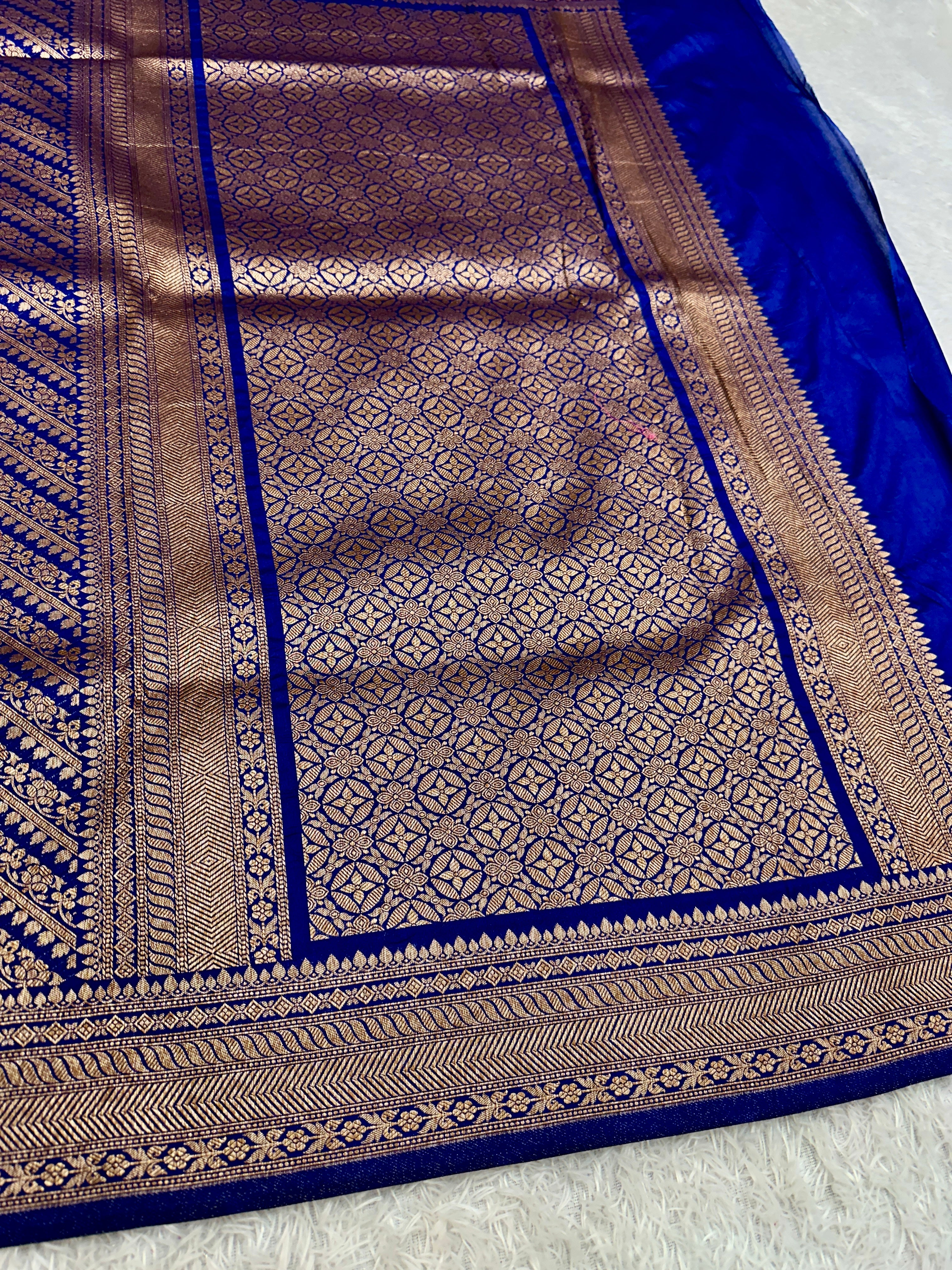Banarasi Dupion Silk Saree with Embossed Antique Zari Weaving & Rich Antique Zari Pallu | STF57