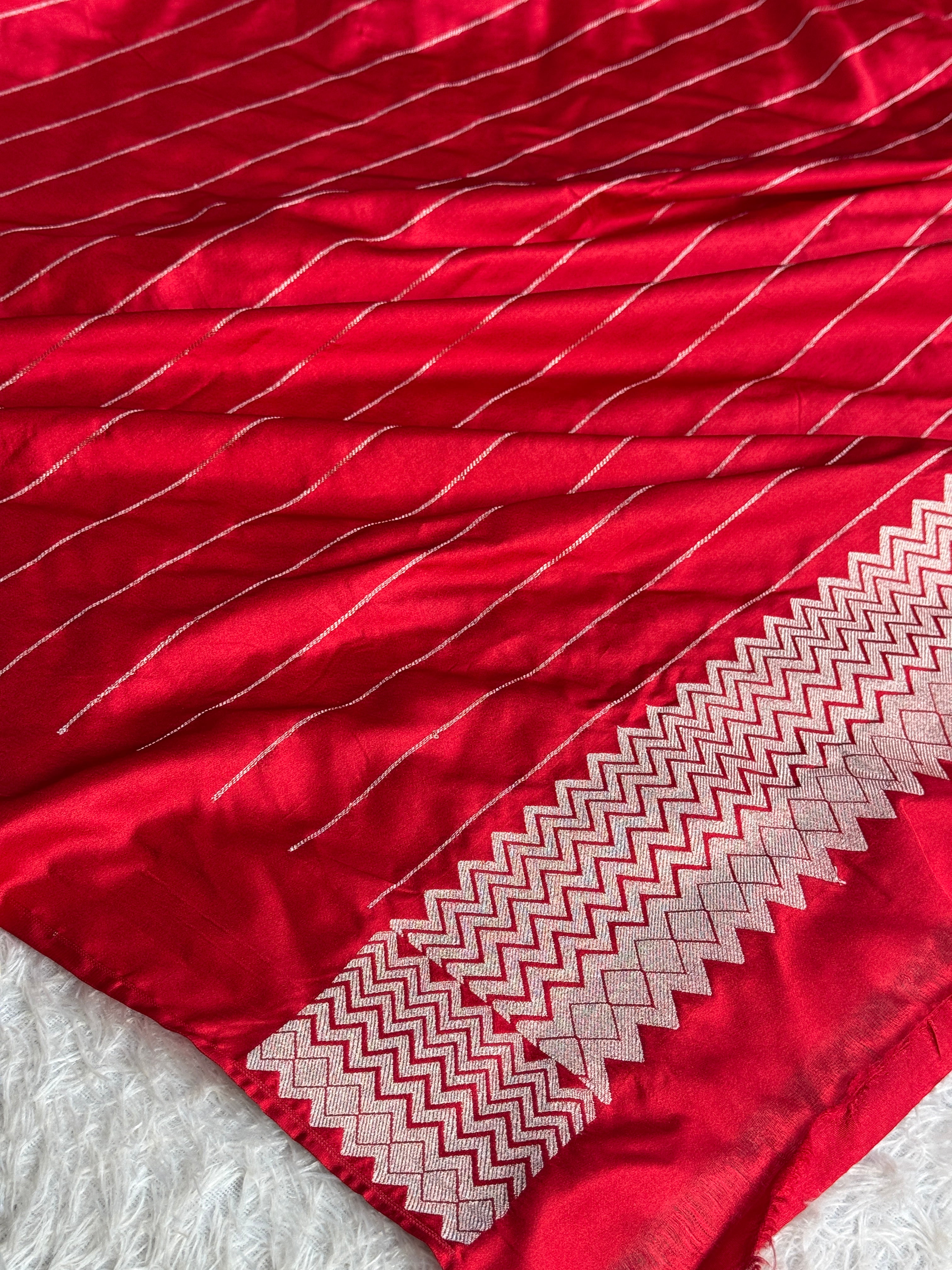 Reddish Pink Mashru Kataan Silk Banarasi Saree with Paithani Zari Pallu | MKS753