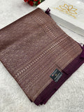 Wine Banarasi Dupion Silk Saree with Embossed Antique Zari Weaving & Rich Antique Zari Pallu | STF94