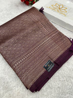 Wine Banarasi Dupion Silk Saree with Embossed Antique Zari Weaving & Rich Antique Zari Pallu | STF94
