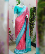Semi Georgette Silk Saree with Leaf Buta & Rich Zari Pallu – SM61
