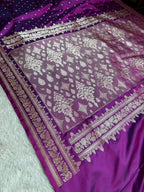 Magenta Banarasi Mashru Silk Saree with Jacquard Woven Designer Buti Pattern MKS024