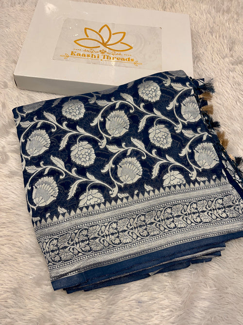 Banarsi Pure Natural Georgette Jaal Design Pattern VSG01