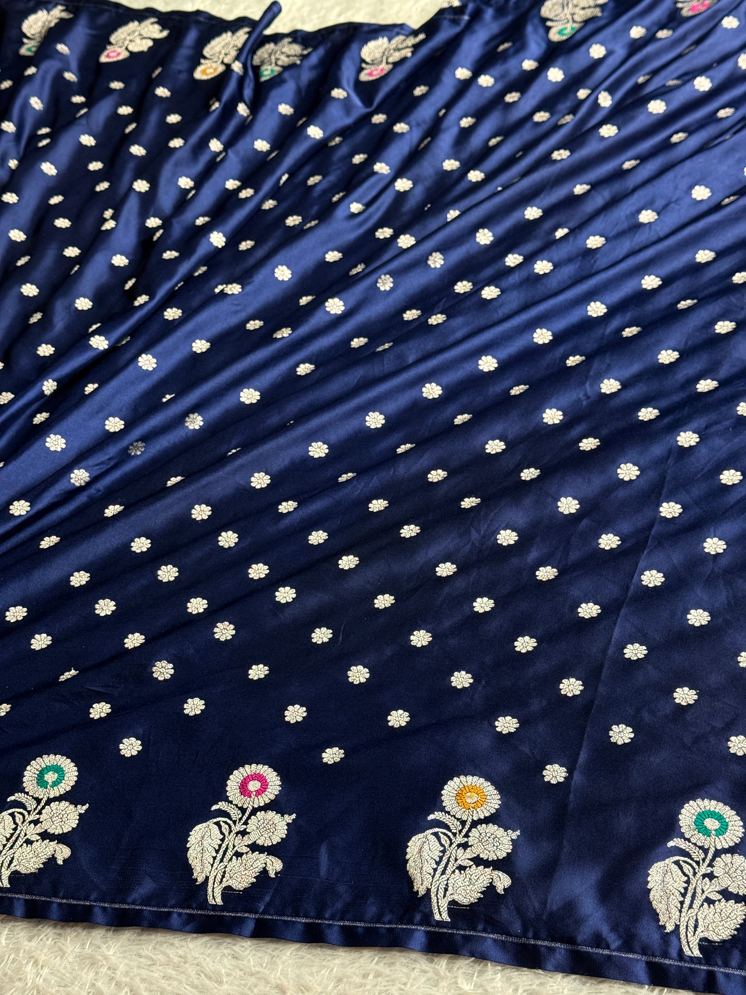 MKS701 – Premium Mashru Kataan Silk Saree with Raw Mango Buta Border & Rich Zari Woven Pallu