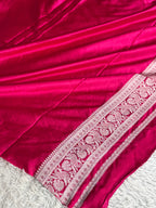 Cream & Rani Banarasi Mashru Kataan Silk Saree | MKS791