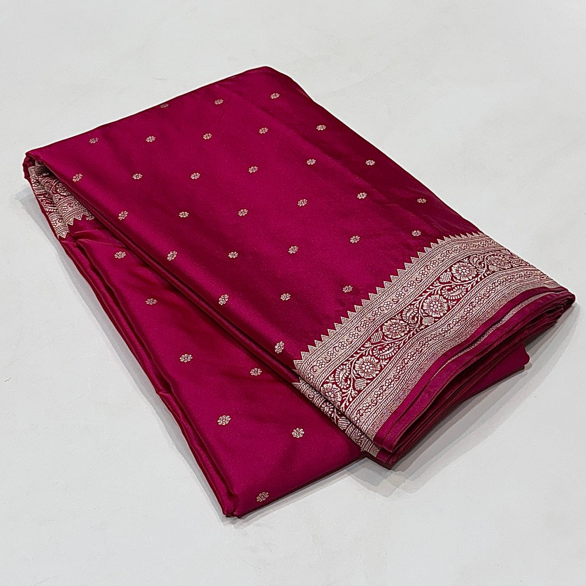 Premium Mashru Kataan Silk Saree with Star Buti Motifs and Luxurious Zari Pallu – MKS410
