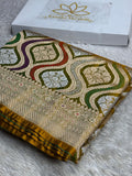 Mehndi Yellow Banarasi Mashru Silk Saree with Meena Jaal Woven Pattern – MKS307
