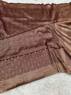 Wine Maroon Banarasi Dupion Silk Saree with Embossed Antique Zari Weaving & Rich Antique Zari Pallu | STF103