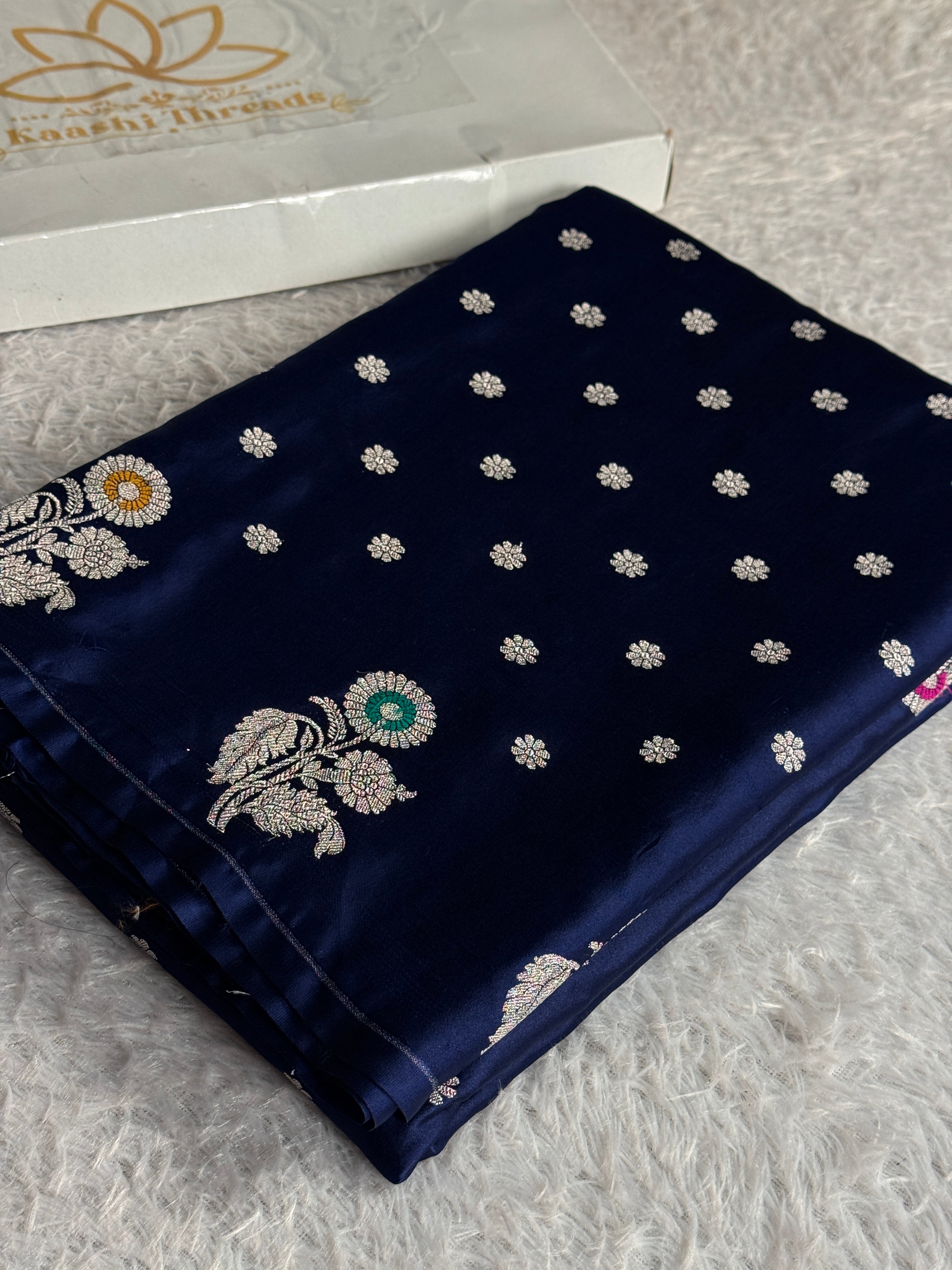 MKS701 – Premium Mashru Kataan Silk Saree with Raw Mango Buta Border & Rich Zari Woven Pallu