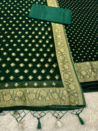 Banarasi Jacquard Zari Georgette Suit Dress – 3 Pc Set MSS25