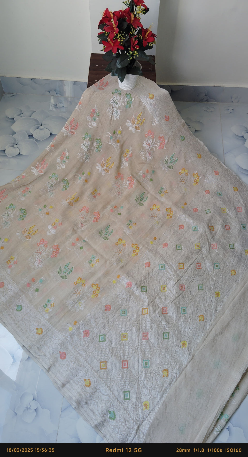 Pure Silk Tussar Banarasi Saree with All-over Meenakari Jaal Woven Pattern TSS12