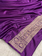MKS866 – Premium Purple Banarasi Mashru Kataan Silk Saree with Zari Buti Design & Rich Zari-Woven Pallu