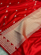 Elegant Pista Green Mashru Kataan Silk Saree with Silver Zari Meenakari Jaal Weaving MKS683