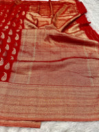 Chinon Silk Karry  Buta  Design Red color  Saree CN07
