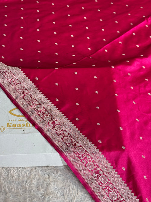 Rani Pink Mashru Kataan Silk Saree with All-Over Buta & Rich Zari Pallu – MKS836