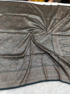 Bottle Green Banarasi Dupion Silk Saree with Embossed Antique Zari Weaving & Rich Antique Zari Pallu | STF78