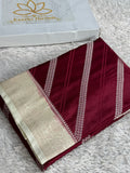 Wine & Beige Mashru Kataan Silk Banarasi Saree with Rich Zari Pallu | MKS787
