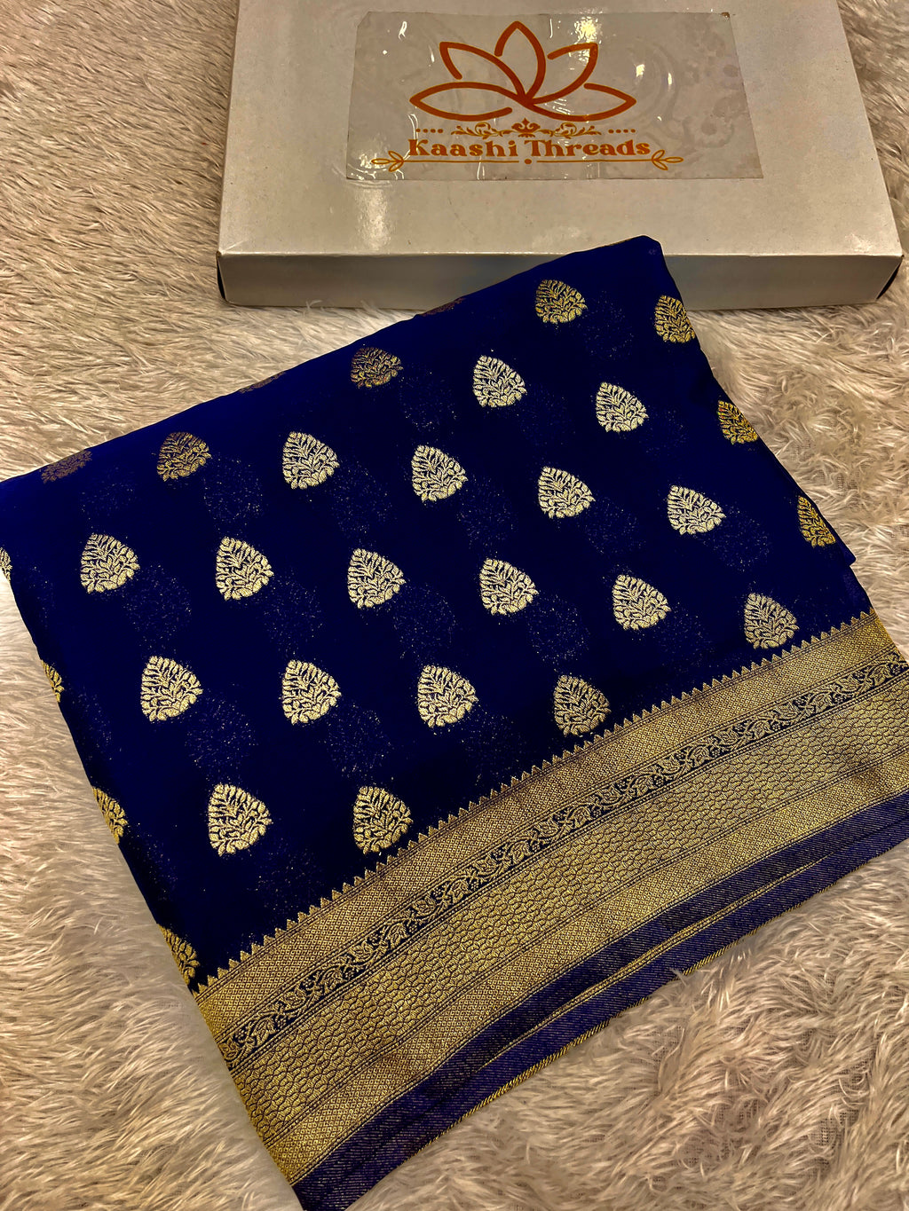 Chinon Silk Buta Zari Navy blue  Color Saree CN01
