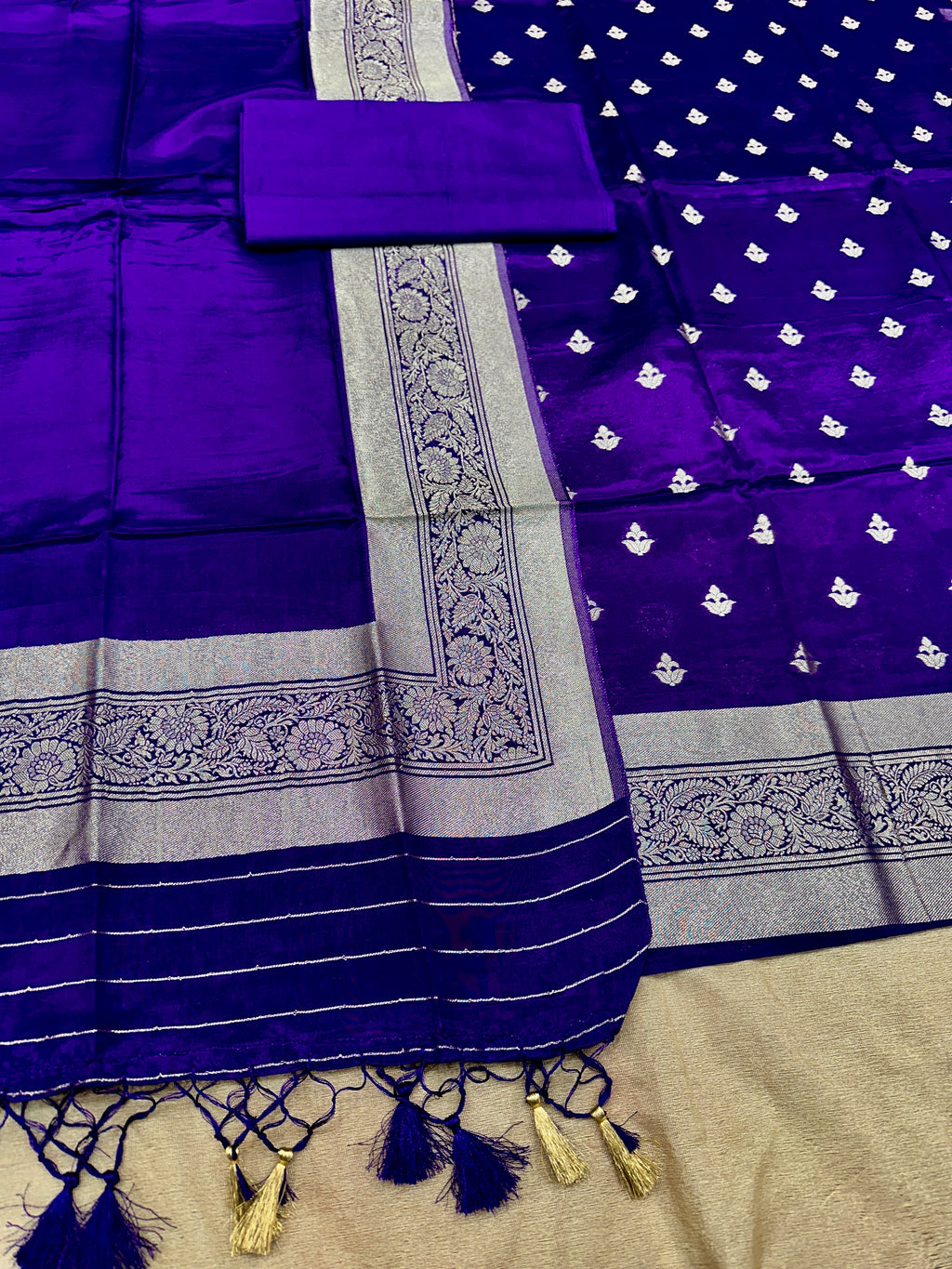 ✨ Banarasi Jacquard Gap Buti HO Silk 3-Piece Unstitched Dress Material MSS24