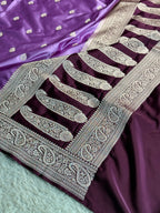 Premium Contrast Pink Wine Mashru Kataan Silk Saree with Buta Woven Design & Rich Zari Pallu MKS624