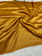 Mustard Yellow Banarasi Dupion Silk Saree with Embossed Antique Zari Weaving & Rich Antique Zari Pallu | STF61