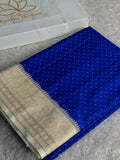 Royal Blue & Beige Mashru Saatan Silk Saree with All-Over Chunri Buti & Rich Zari Pallu – MKS833