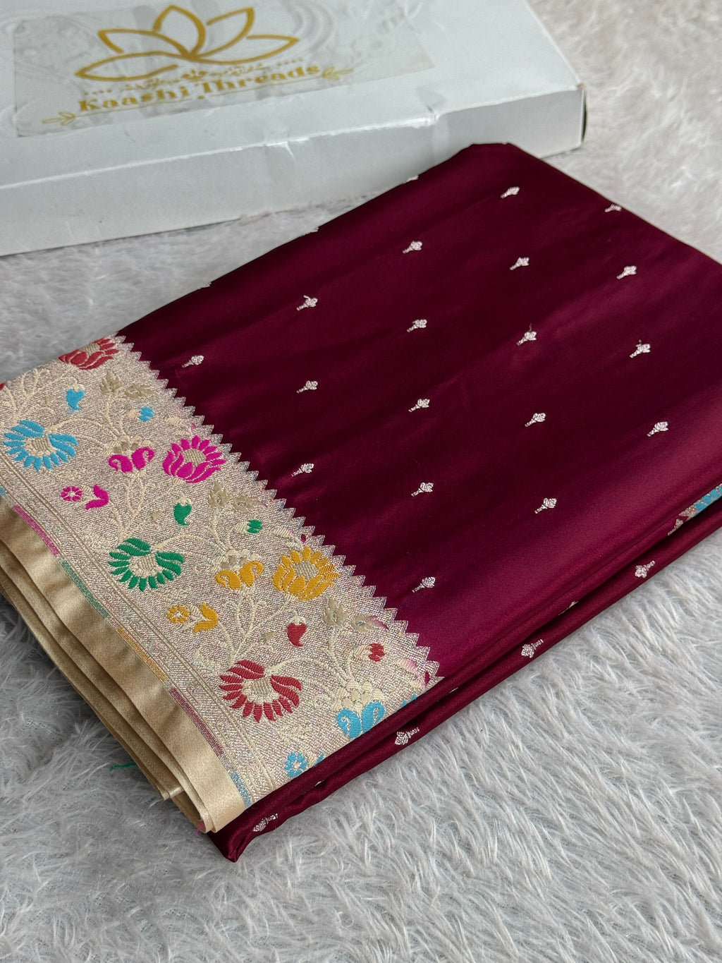 Royal Maroon Beige Mashru Kataan Silk Saree | Pathani Border Elegance | MKS654