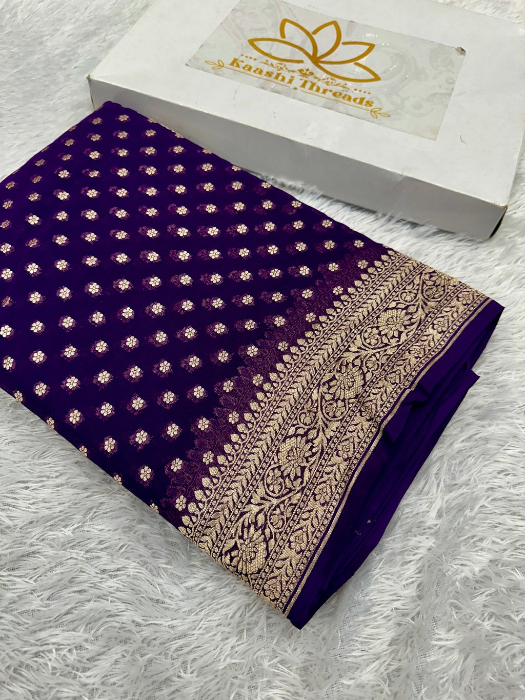 Purple Pure Natural Silk Khaddi Georgette Saree with Neem Zari Buti | PSG11