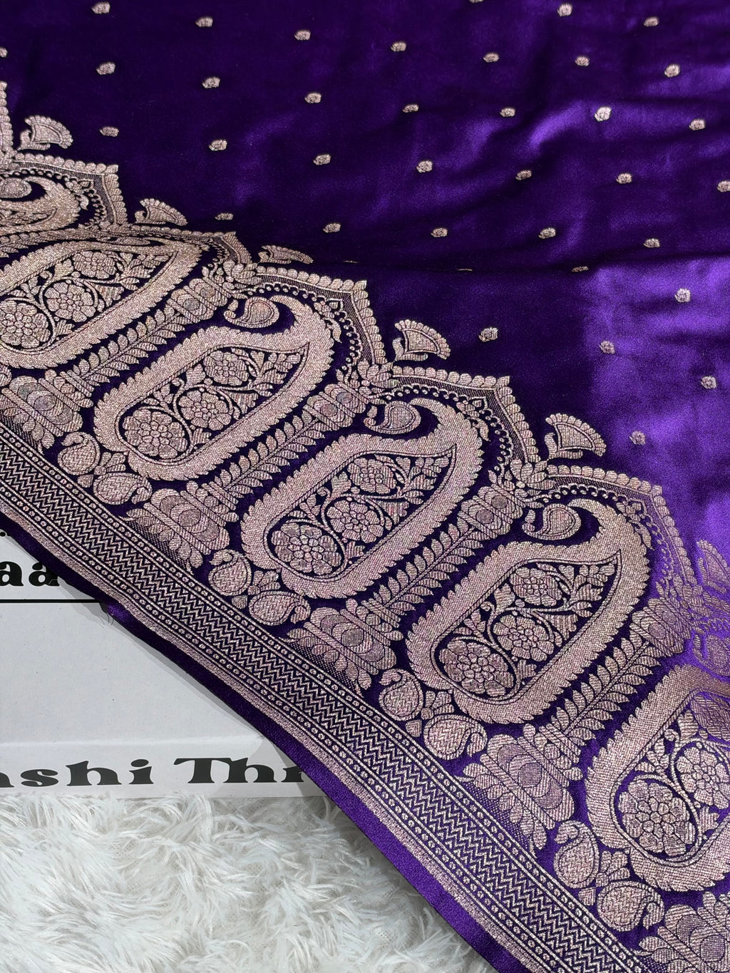 Banarasi Mashru Kataan Silk Purple Saree with Buta & Ikkat Woven Design | MKS861