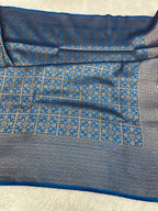 Light Blue Banarasi Dupion Silk Saree with Embossed Antique Zari Weaving & Rich Antique Zari Pallu | STF77